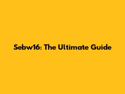 Sebw16: The Ultimate Guide