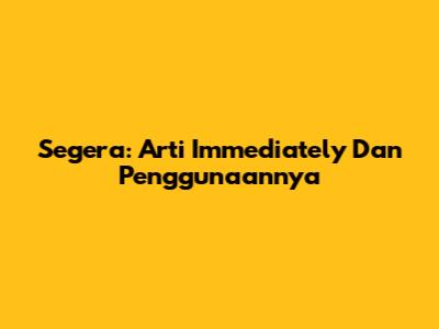 Segera: Arti "Immediately" Dan Penggunaannya
