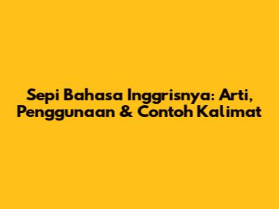 Sepi Bahasa Inggrisnya: Arti, Penggunaan & Contoh Kalimat