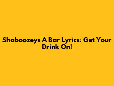 Shaboozey's "A Bar" Lyrics: Get Your Drink On!