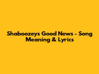 Shaboozey's 'Good News' - Song Meaning & Lyrics