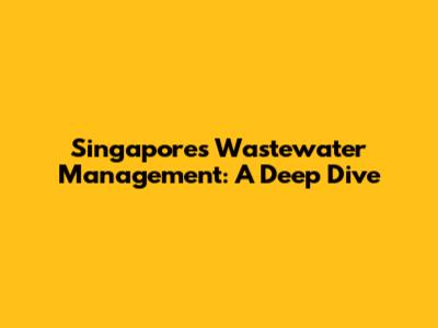 Singapore's Wastewater Management: A Deep Dive