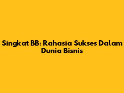 Singkat BB: Rahasia Sukses Dalam Dunia Bisnis