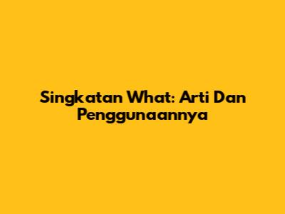 Singkatan 'What': Arti Dan Penggunaannya