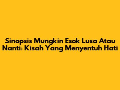Sinopsis Mungkin Esok Lusa Atau Nanti: Kisah Yang Menyentuh Hati