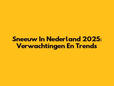 Sneeuw In Nederland 2025: Verwachtingen En Trends