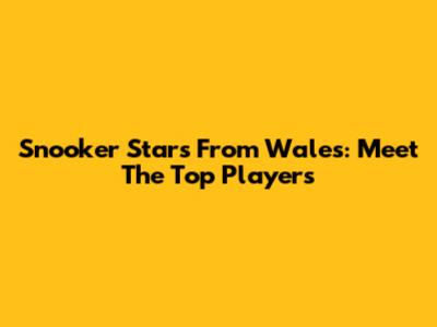 Snooker Stars From Wales: Meet The Top Players