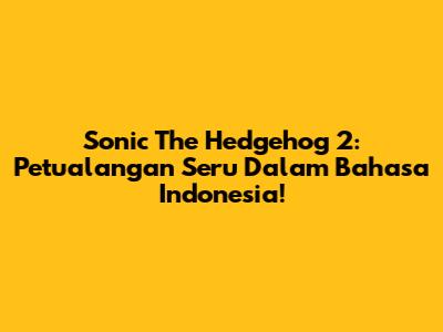 Sonic The Hedgehog 2: Petualangan Seru Dalam Bahasa Indonesia!