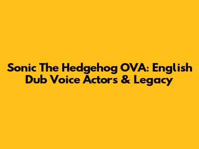 Sonic The Hedgehog OVA: English Dub Voice Actors & Legacy