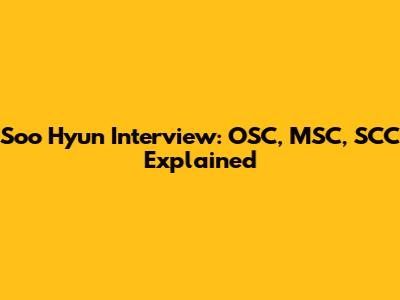 Soo Hyun Interview: OSC, MSC, SCC Explained