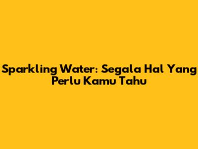 Sparkling Water: Segala Hal Yang Perlu Kamu Tahu