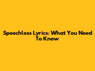 Speechless Lyrics: What You Need To Know