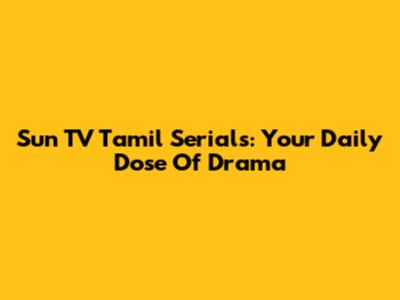 Sun TV Tamil Serials: Your Daily Dose Of Drama