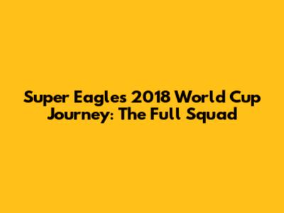 Super Eagles' 2018 World Cup Journey: The Full Squad