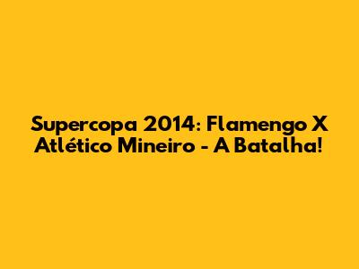 Supercopa 2014: Flamengo X Atlético Mineiro - A Batalha!