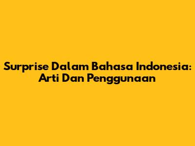 Surprise Dalam Bahasa Indonesia: Arti Dan Penggunaan