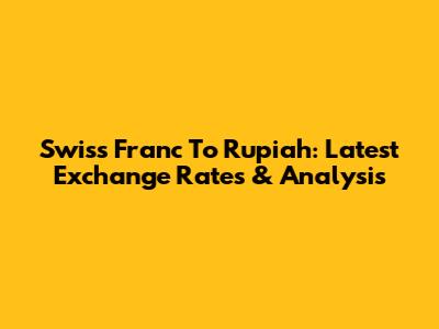 Swiss Franc To Rupiah: Latest Exchange Rates & Analysis