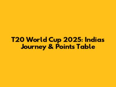 T20 World Cup 2025: India's Journey & Points Table