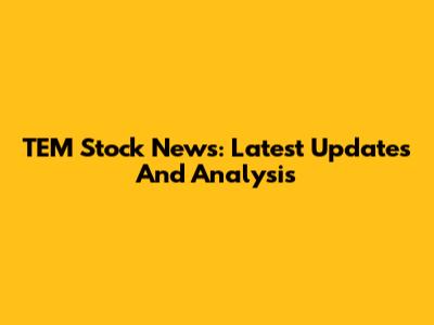 TEM Stock News: Latest Updates And Analysis