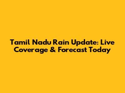 Tamil Nadu Rain Update: Live Coverage & Forecast Today