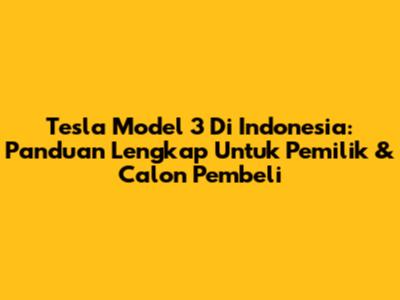 Tesla Model 3 Di Indonesia: Panduan Lengkap Untuk Pemilik & Calon Pembeli