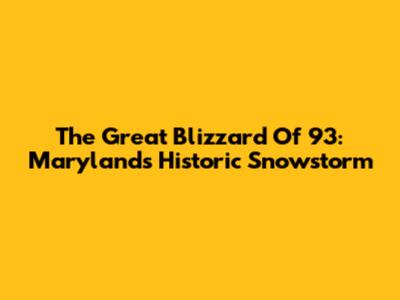 The Great Blizzard Of '93: Maryland's Historic Snowstorm