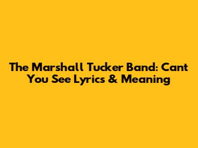 The Marshall Tucker Band: Can't You See Lyrics & Meaning