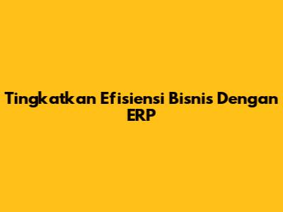 Tingkatkan Efisiensi Bisnis Dengan ERP