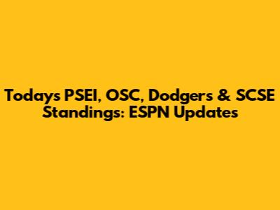Today's PSEI, OSC, Dodgers & SCSE Standings: ESPN Updates