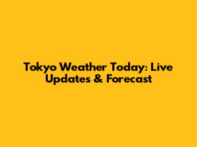 Tokyo Weather Today: Live Updates & Forecast