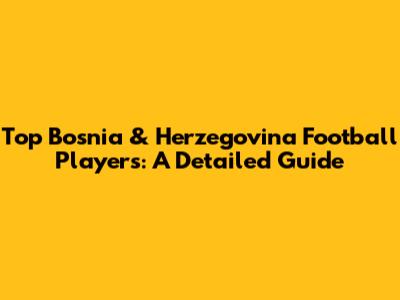 Top Bosnia & Herzegovina Football Players: A Detailed Guide