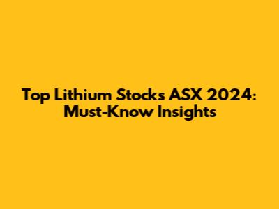 Top Lithium Stocks ASX 2024: Must-Know Insights