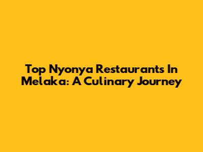 Top Nyonya Restaurants In Melaka: A Culinary Journey