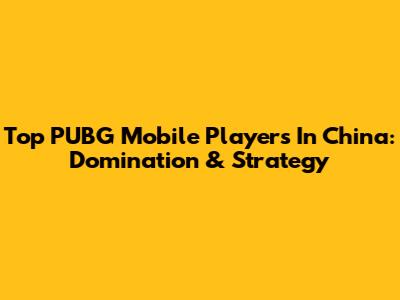 Top PUBG Mobile Players In China: Domination & Strategy