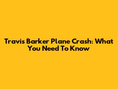 Travis Barker Plane Crash: What You Need To Know