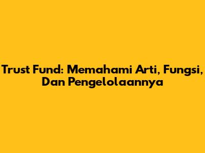 Trust Fund: Memahami Arti, Fungsi, Dan Pengelolaannya