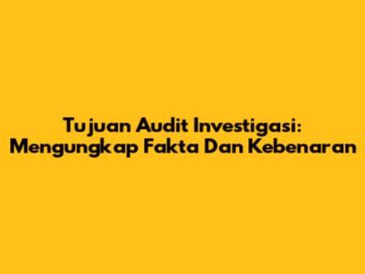 Tujuan Audit Investigasi: Mengungkap Fakta Dan Kebenaran