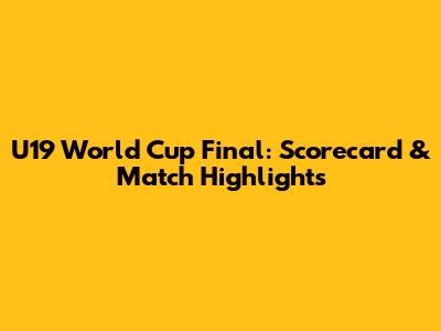 U19 World Cup Final: Scorecard & Match Highlights