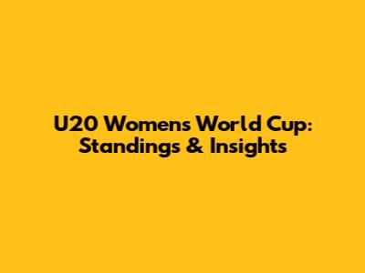 U20 Women's World Cup: Standings & Insights