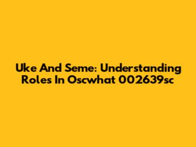Uke And Seme: Understanding Roles In Oscwhat 002639sc