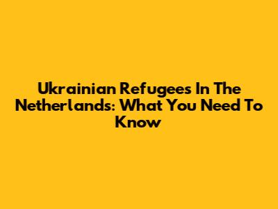 Ukrainian Refugees In The Netherlands: What You Need To Know