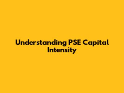 Understanding PSE Capital Intensity