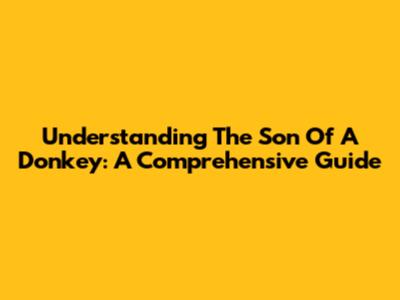 Understanding The 'Son Of A Donkey': A Comprehensive Guide