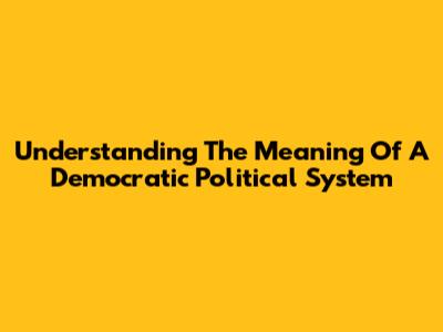 Understanding The Meaning Of A Democratic Political System