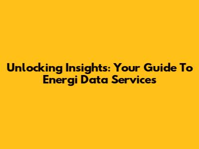 Unlocking Insights: Your Guide To Energi Data Services