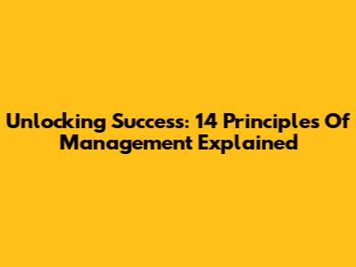 Unlocking Success: 14 Principles Of Management Explained