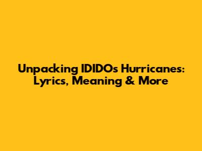 Unpacking IDIDO's 'Hurricanes': Lyrics, Meaning & More