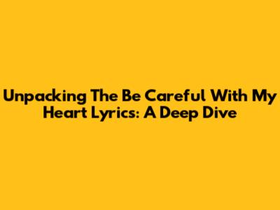 Unpacking The 'Be Careful With My Heart' Lyrics: A Deep Dive