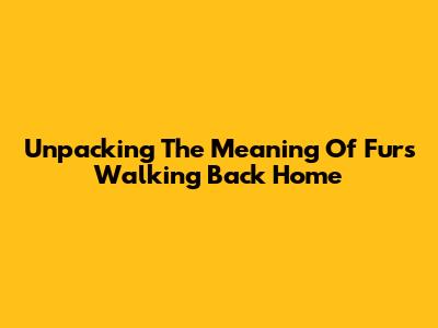 Unpacking The Meaning Of Fur's 'Walking Back Home'