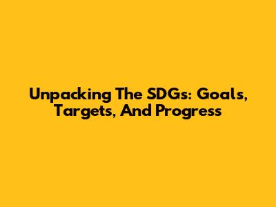 Unpacking The SDGs: Goals, Targets, And Progress